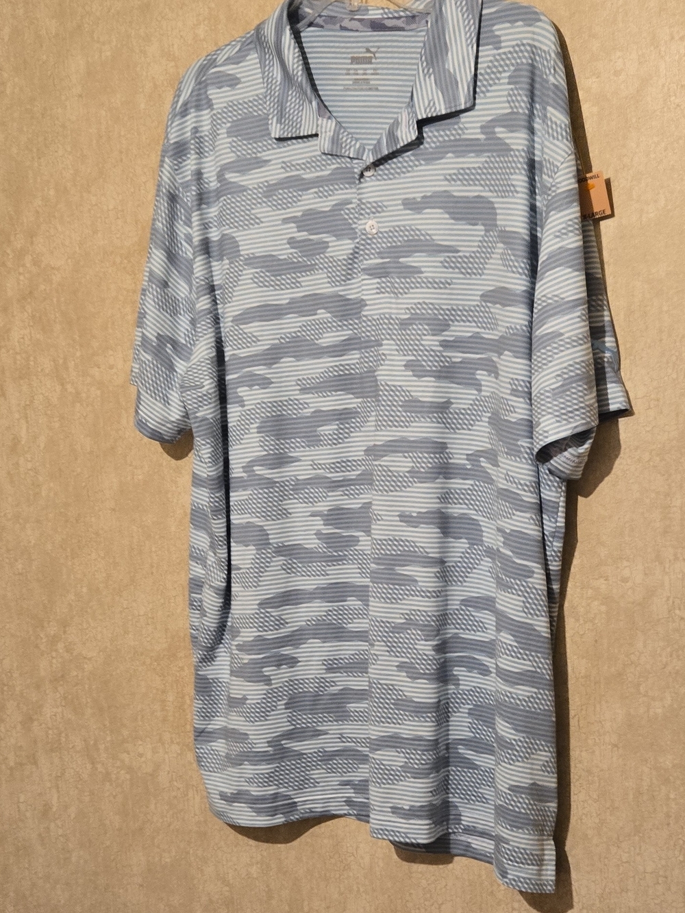 Puma Men’s Light Blue & White Camo-Pattern Polo